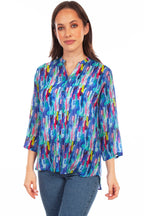 BUTTON UP PRINT BLOUSE