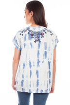 EMB. BIRDS & BLEACH TREATMENT BLOUSE