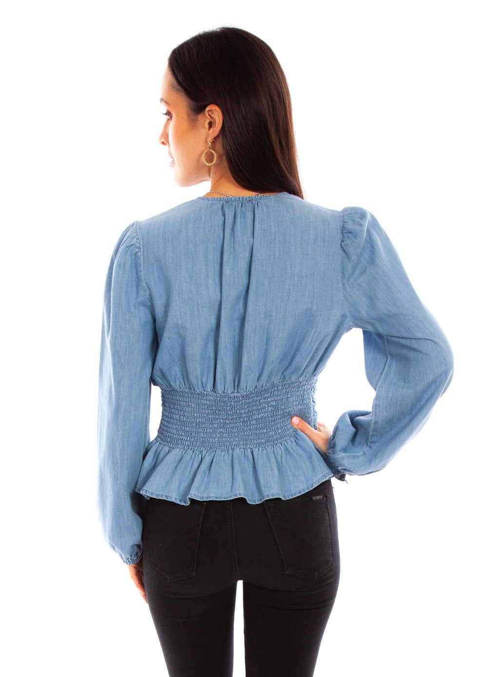 PEPLUM BLOUSE W/LACE UP