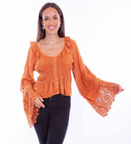 CROCHET BELL SLEEVE TOP
