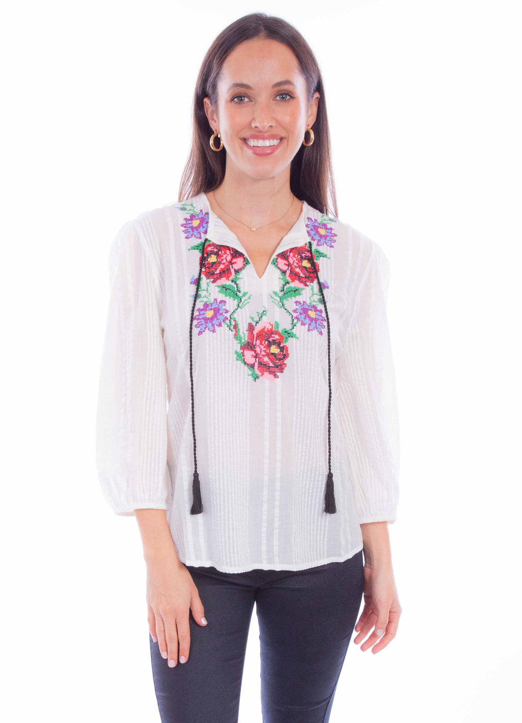 L/S EMB. BLOUSE