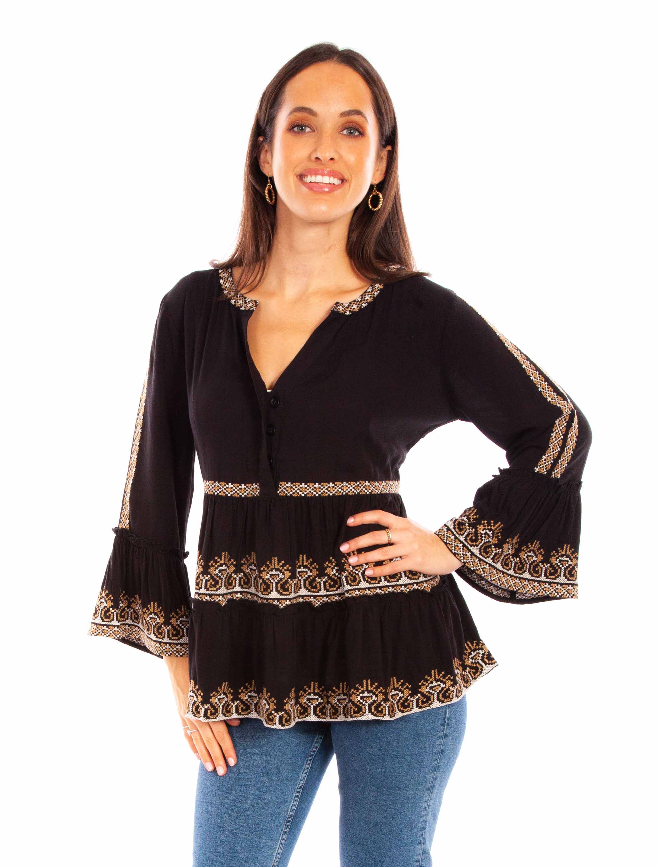 PULLOVER EMB. RUFFLE BLOUSE