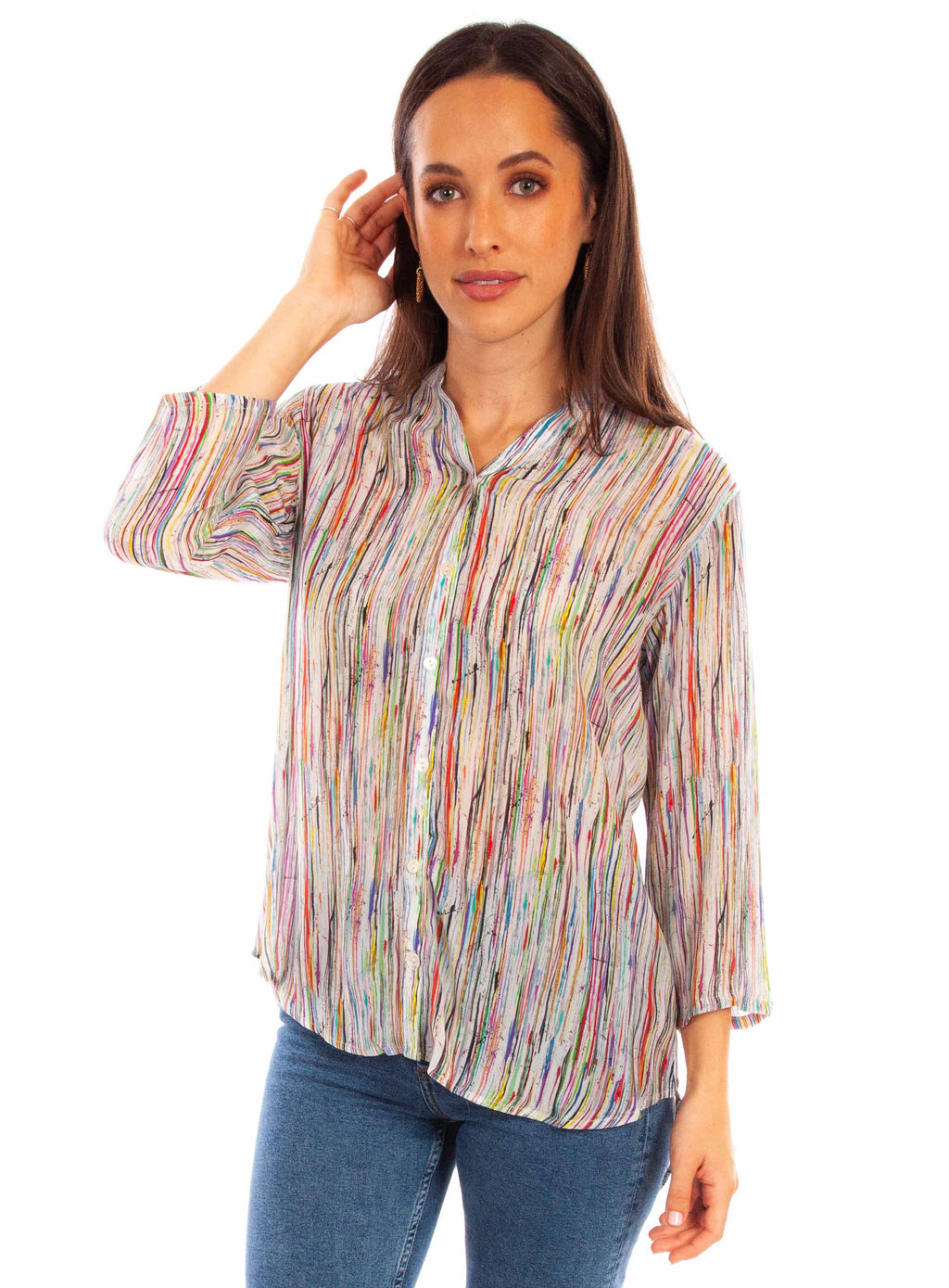 ABSTRACT STRIPE PRINT BLOUSE