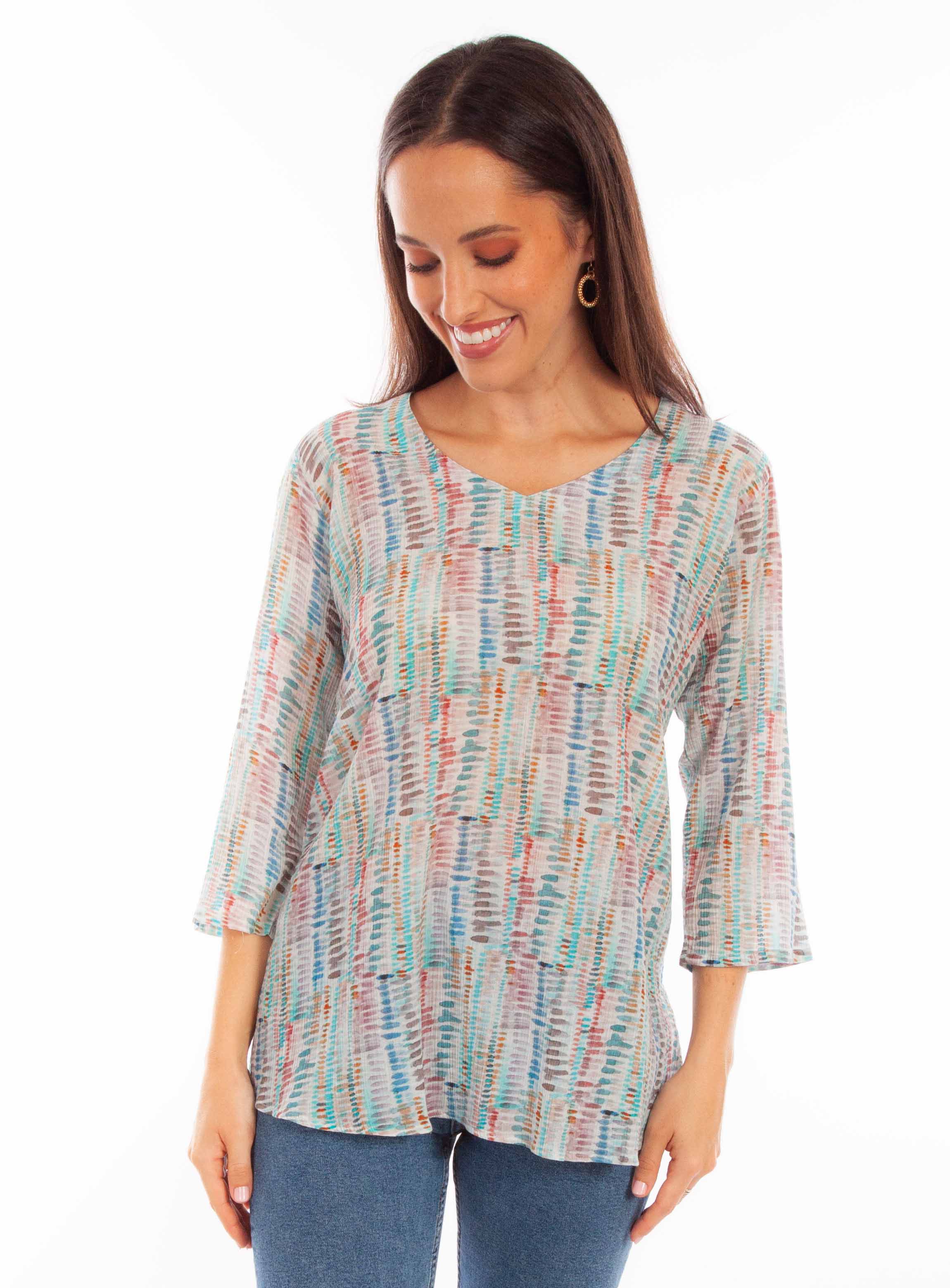 WATER COLOR PRINT PULLOVER BLOUSE