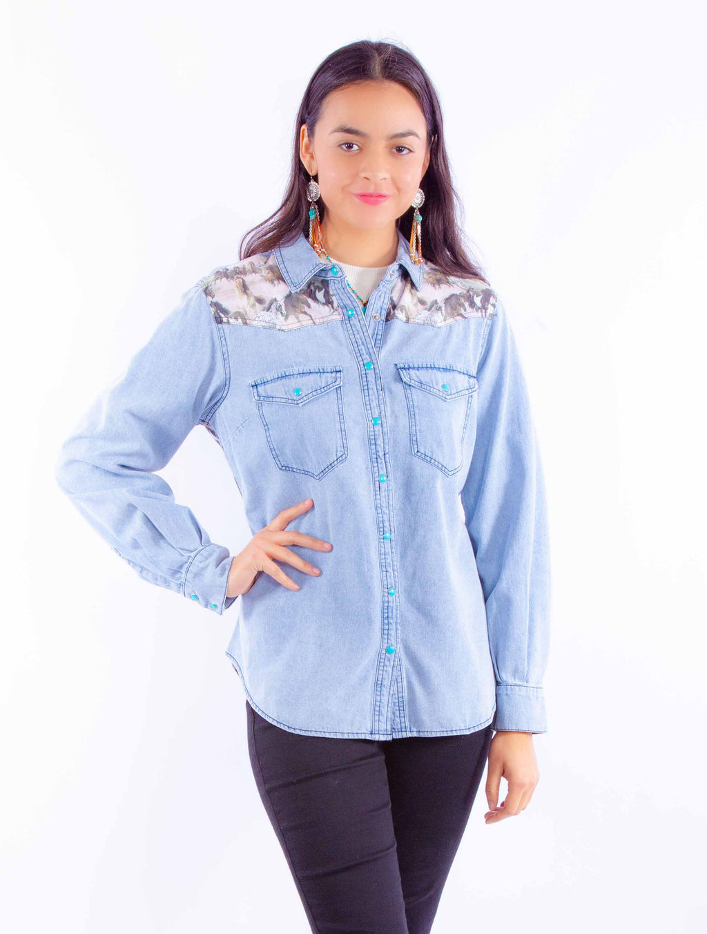 HORSE PRINT DENIM TOP