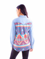 AZTEC PRINT DENIM TOP