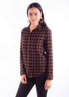 LADIES PLAID BUTTON UP TOP