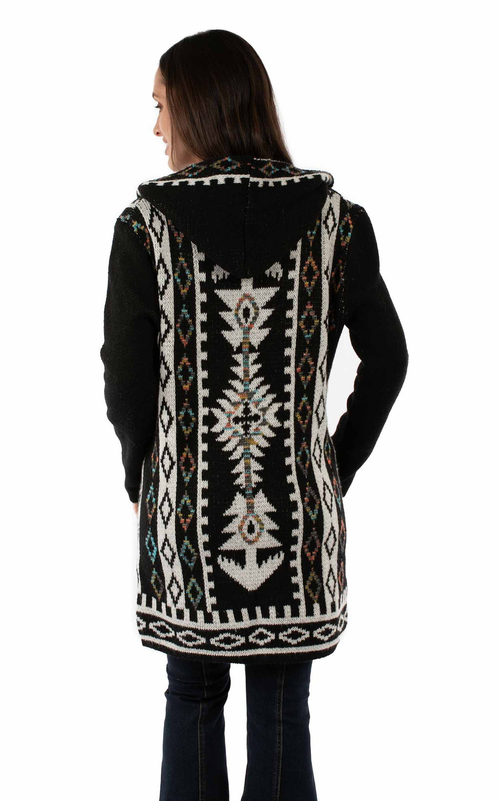 HOODED OPEN FRONT DUSTER CARDIGAN