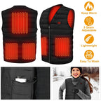 Heat Jacket Vest 3 Heating Gear Adjustable USB Heated Vest Warm Heat Coat Vest w/ 5 Heating Pads For Men Women Winter Outdoor Ac