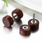 Boniskiss Men Earrings Stud 8/10mm/12mm Wood Dumbbell Barbell Earrings Double Sided Women Earring Body Piercing Boucle D'oreille