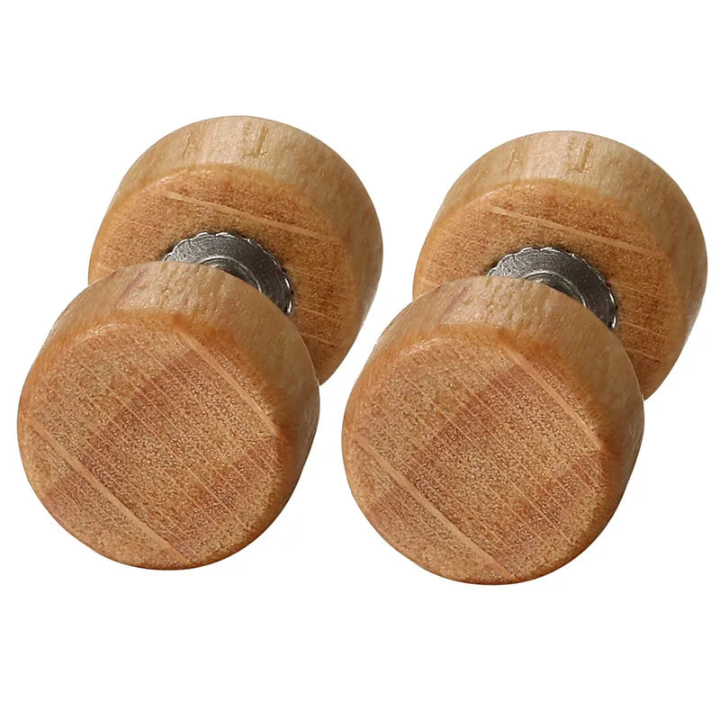 Boniskiss Men Earrings Stud 8/10mm/12mm Wood Dumbbell Barbell Earrings Double Sided Women Earring Body Piercing Boucle D'oreille