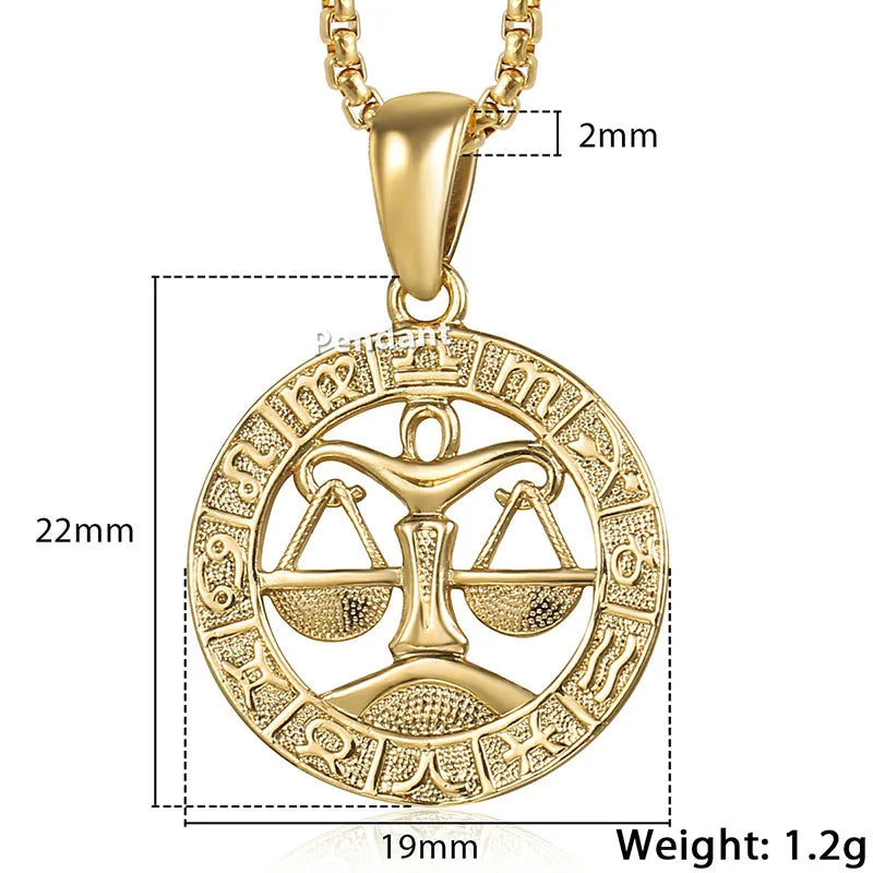 Men's Women's 12 Horoscope Zodiac Sign Gold Color Pendant Necklace Aries Leo Wholesale 12 Constellations Jewelry GPM24