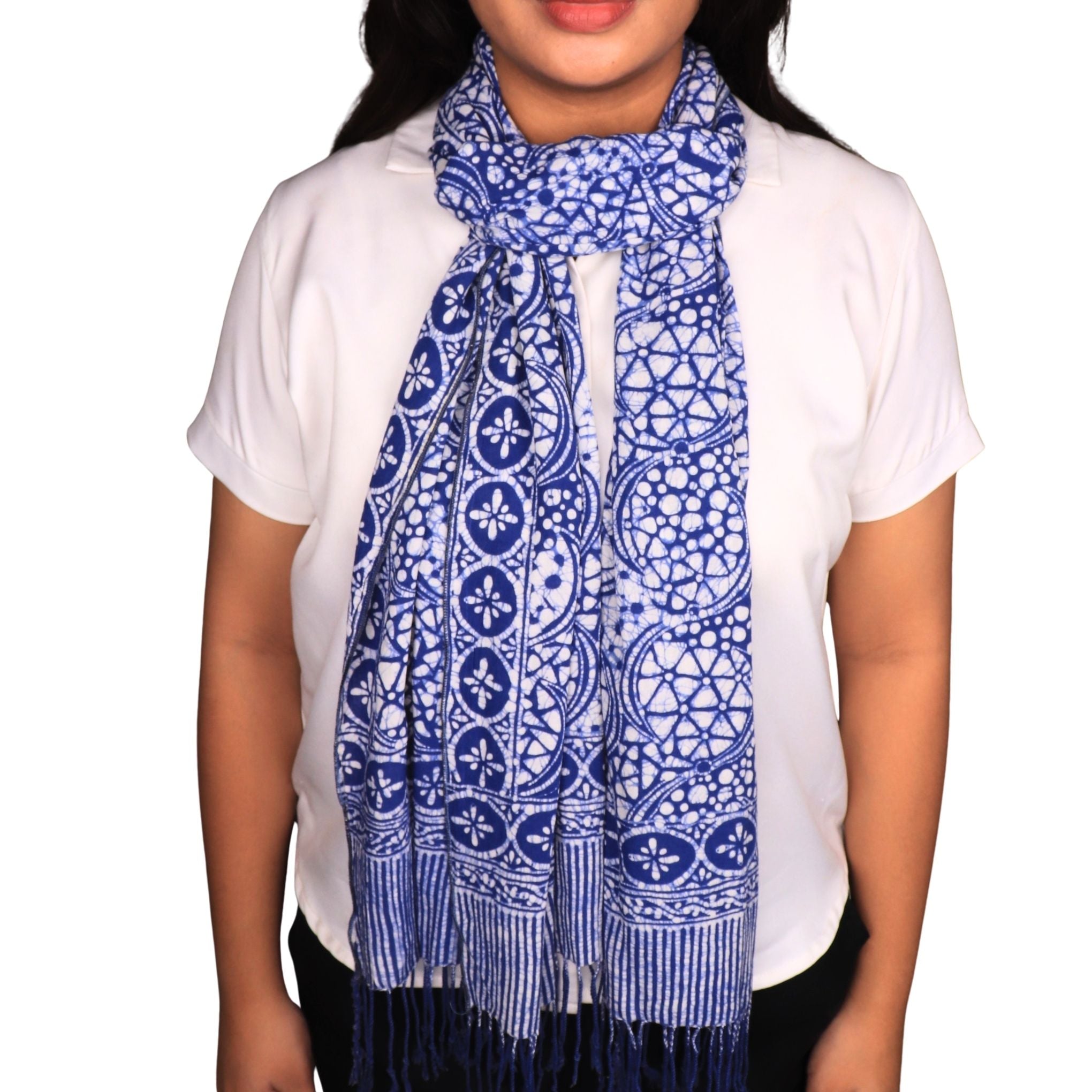 Handmade Batik Scarf - Cotton Fabric - Stone