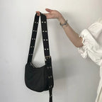 Casual Shoulder Bags For Women Black Waterproof Nylon Crossbody Bag Cool Girls Underarm Handbag Purse