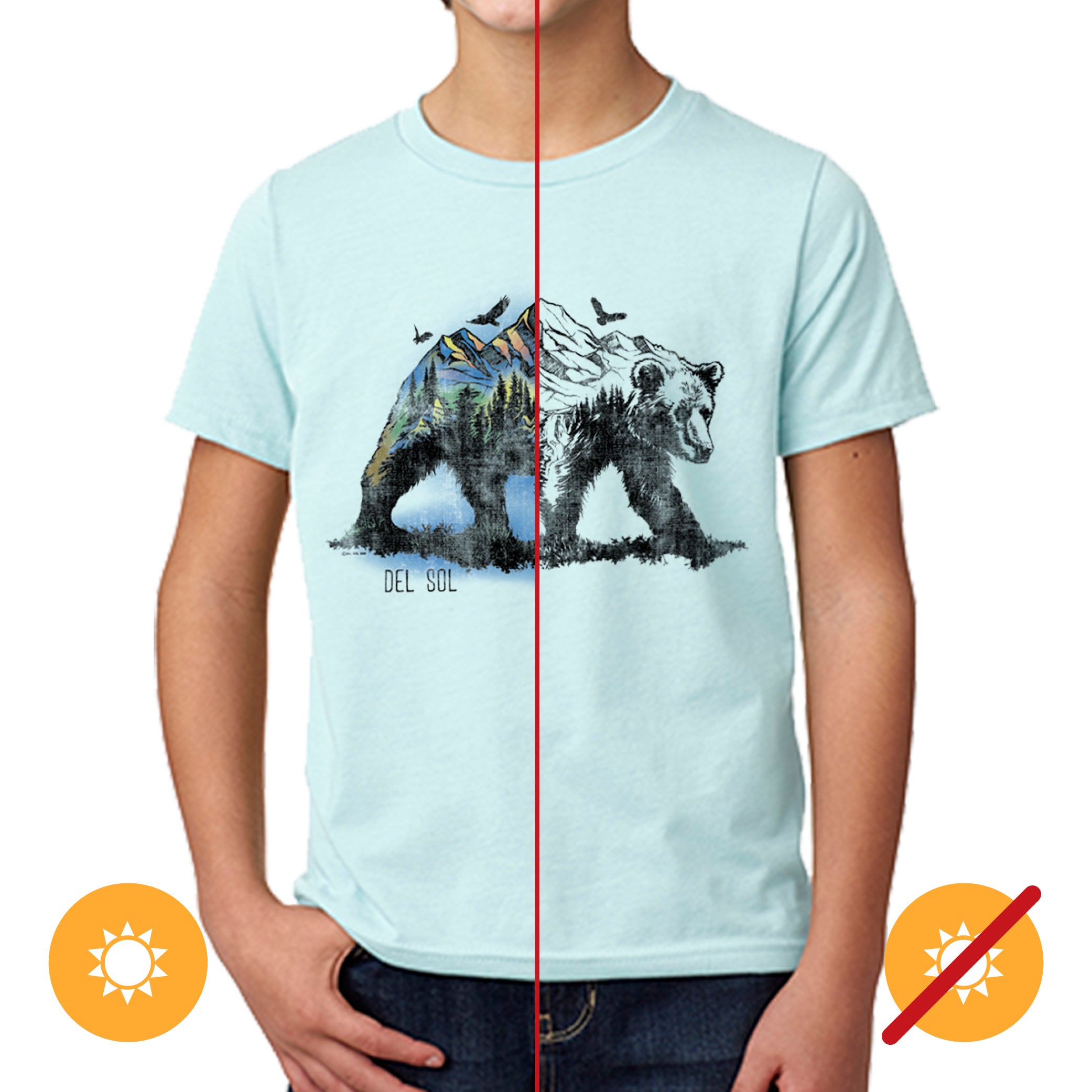 Kids Crew Tee - Bear Scene - Ice Blue by DelSol for Kids - 1 Pc T-Shirt (YS)