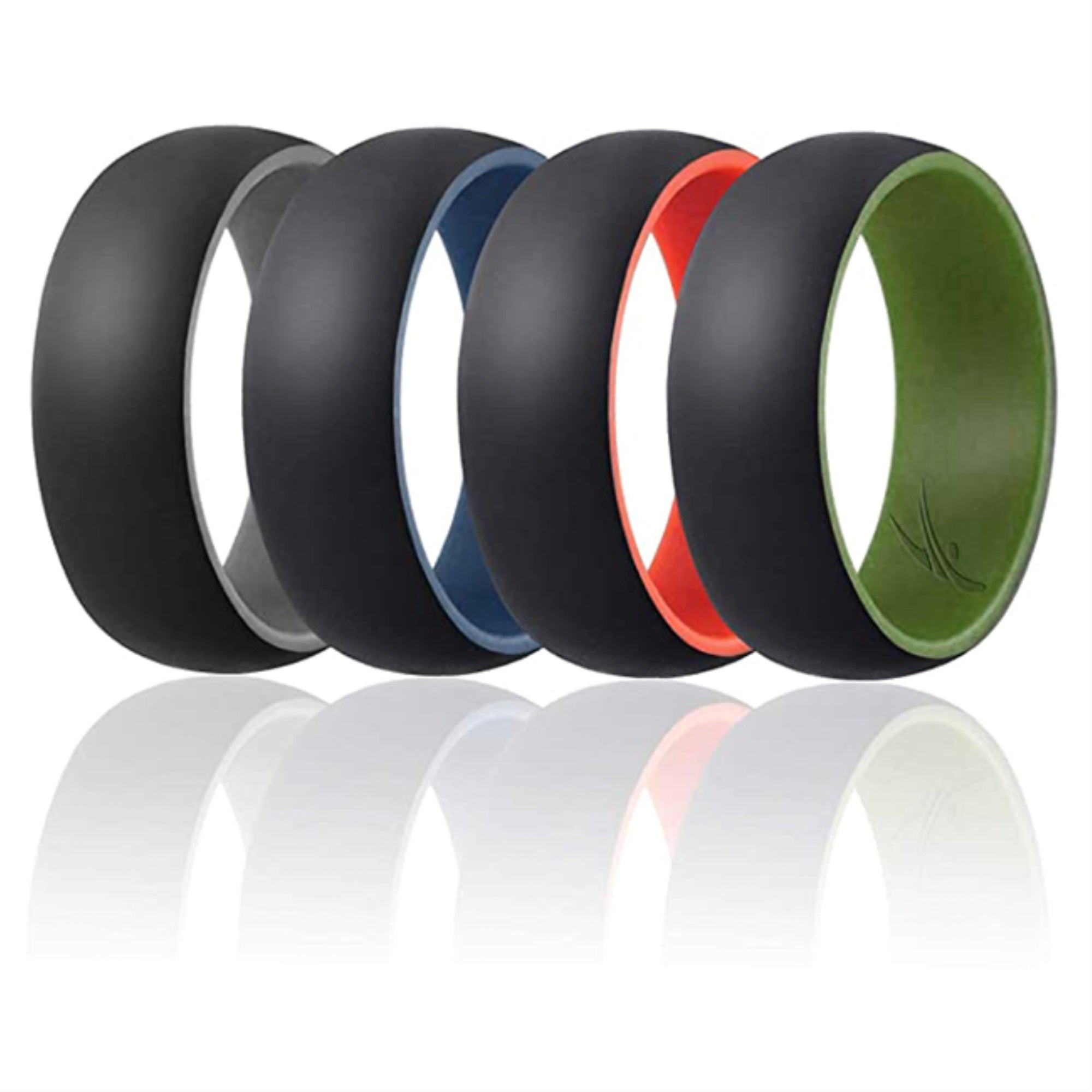 Silicone Wedding Ring - Duo Collection Dome Style Set by ROQ for Men - 4 x 12 mm Ring