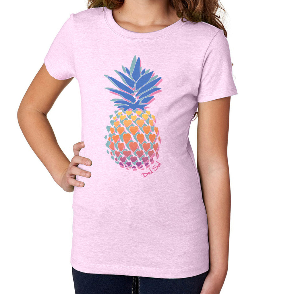 Girls Crew Tee - Pineapple Love - Lilac by DelSol for Kids - 1 Pc T-Shirt (YS)