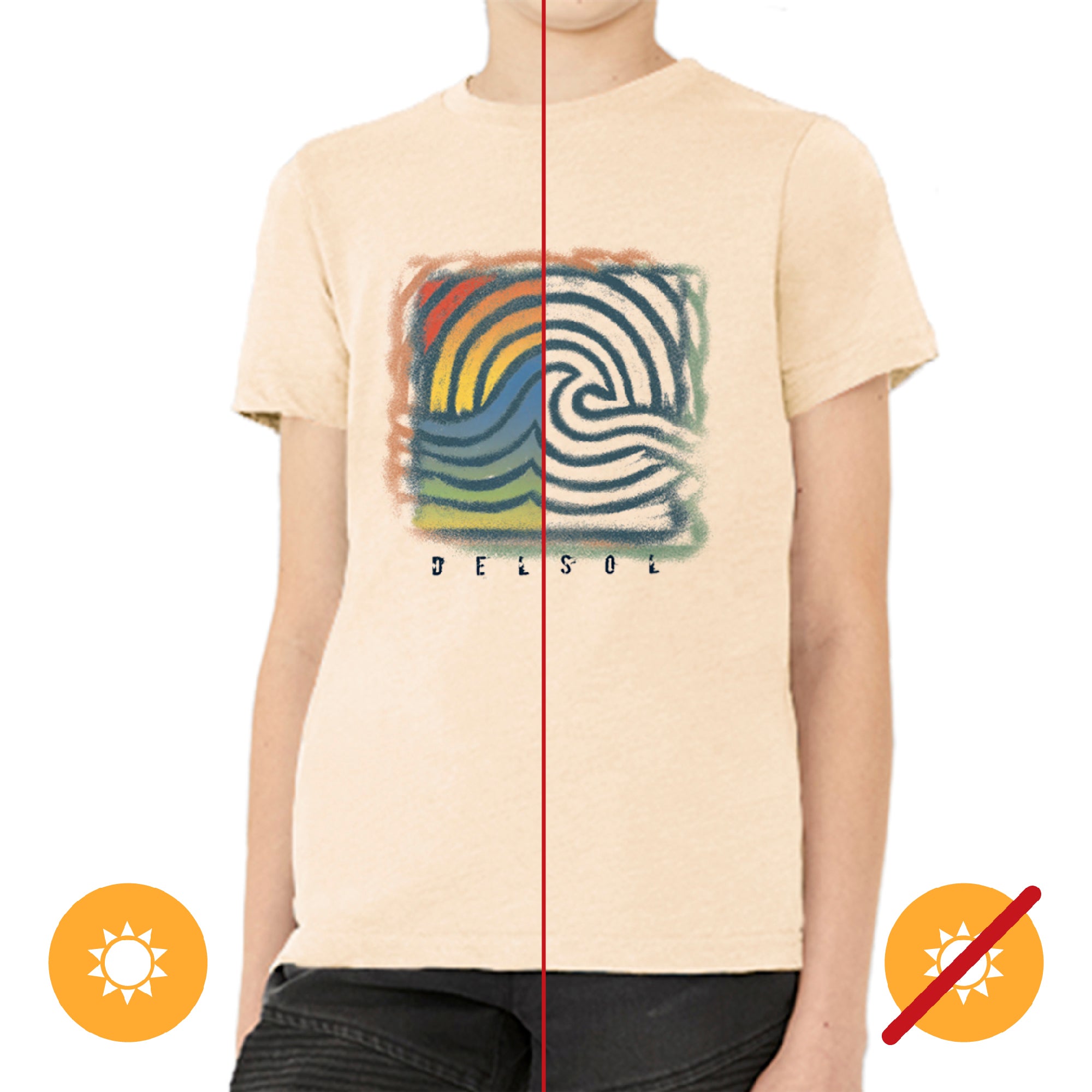Men Crew Tee - Wave Spray - Beige by DelSol for Men - 1 Pc T-Shirt (YM)