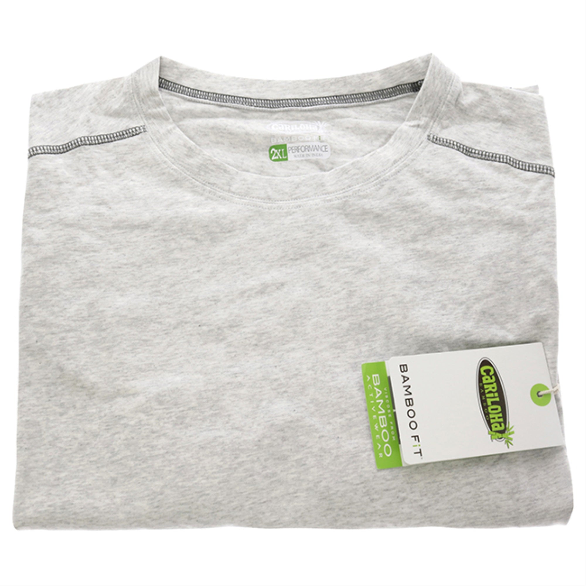 Bamboo Performance Crew T-Shirt - Light Heather Gray by Cariloha for Men - 1 Pc T-Shirt (2XL)