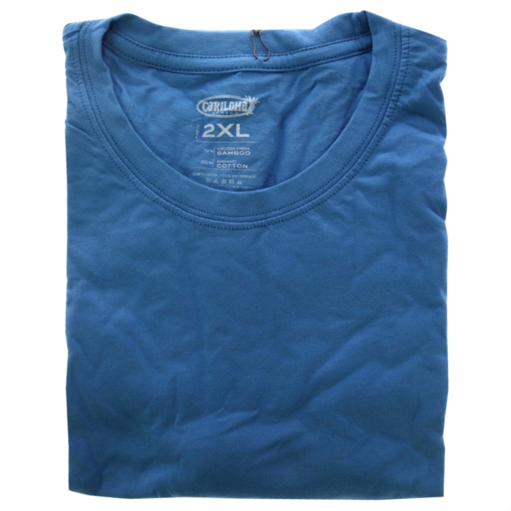 Bamboo Crew Tee - Caribbean Blue by Cariloha for Men - 1 Pc T-Shirt (2XL)