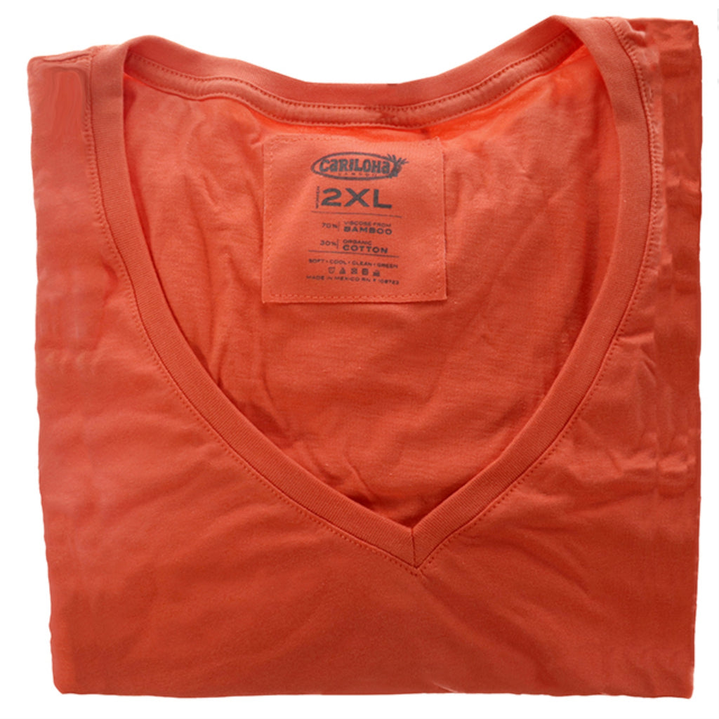 Bamboo V-Neck Tee - Sunkissed Coral by Cariloha for Women - 1 Pc T-Shirt (2XL)