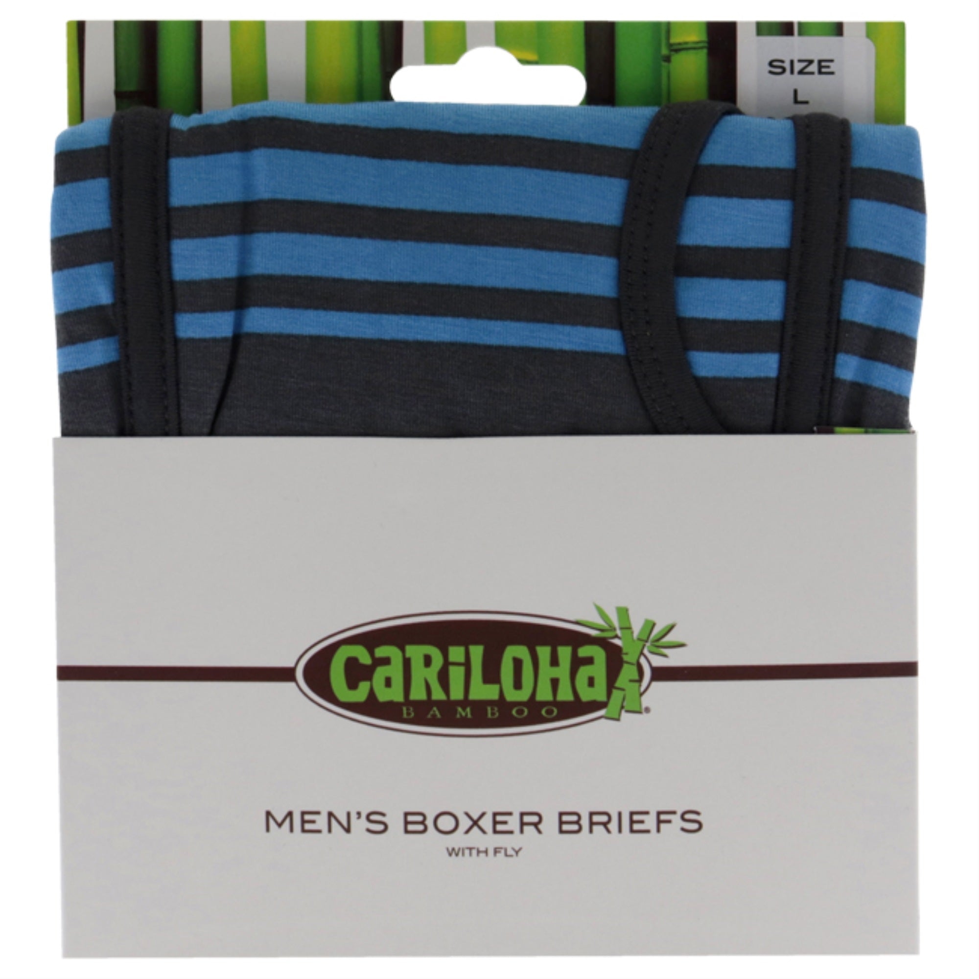 Bamboo Boxer Briefs - Caribbean Blue Stripe by Cariloha for Men - 1 Pc Boxer (L)