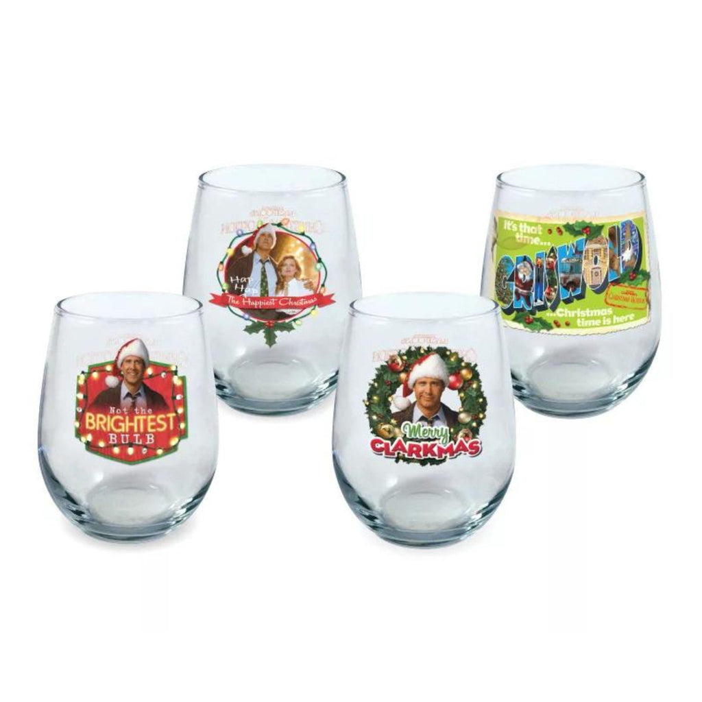 National Lampoons christmas Vacation Merry clarkmas 21oz Stemless glass 4-Pack