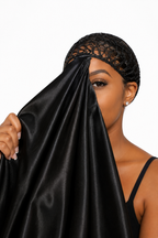 Black Doobie 2-in-1 Satin Hair Wrap & Attached Hair Net