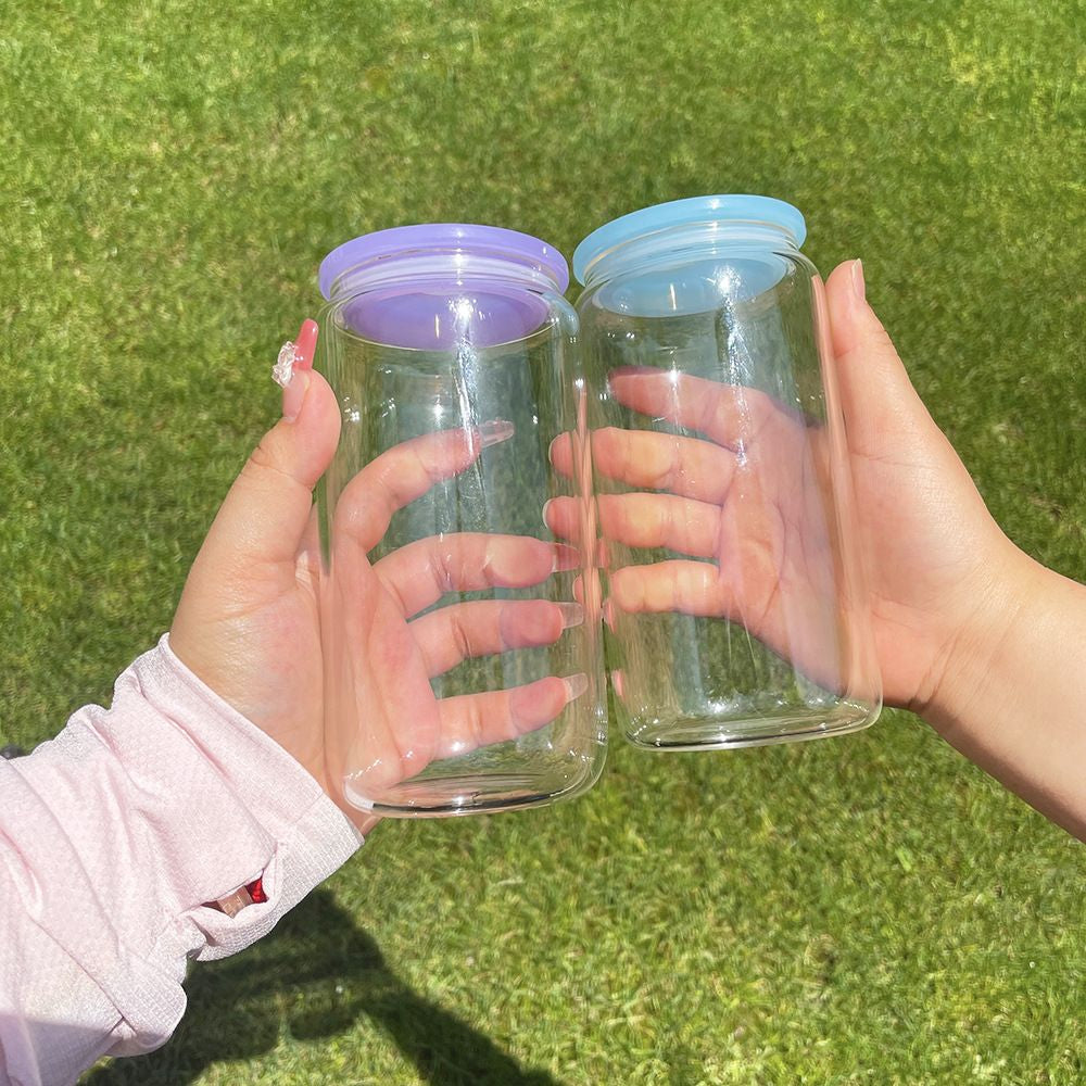 16oz Blank Glass Can Jar plastic Colored lid Tumbler (Lids Only)