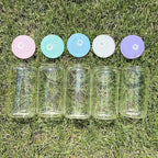 16oz Blank Glass Can Jar plastic Colored lid Tumbler (Lids Only)