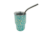 3oz Holographic laser etched cheetah Leopard shot glass Tumbler double insulated with stainless straw
