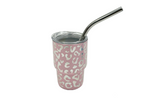 3oz Holographic laser etched cheetah Leopard shot glass Tumbler double insulated with stainless straw