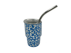 3oz Holographic laser etched cheetah Leopard shot glass Tumbler double insulated with stainless straw