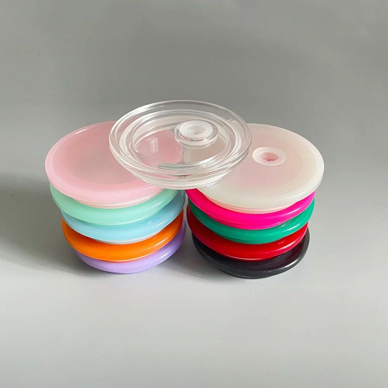 16oz Blank Glass Can Jar plastic Colored lid Tumbler (Lids Only)