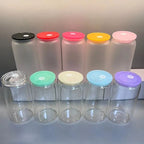 16oz Blank Glass Can Jar plastic Colored lid Tumbler (Lids Only)