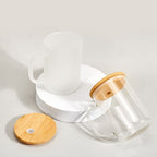 17oz Sublimation Glass Mug With Bamboo Lid and Straw (Clear or Frosted)