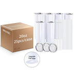 25 Pack 20oz FLAT EDGE bottom completely straight Blank gloss white sublimation tumbler