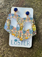 Floral Folk Art Trapezoid Earrings