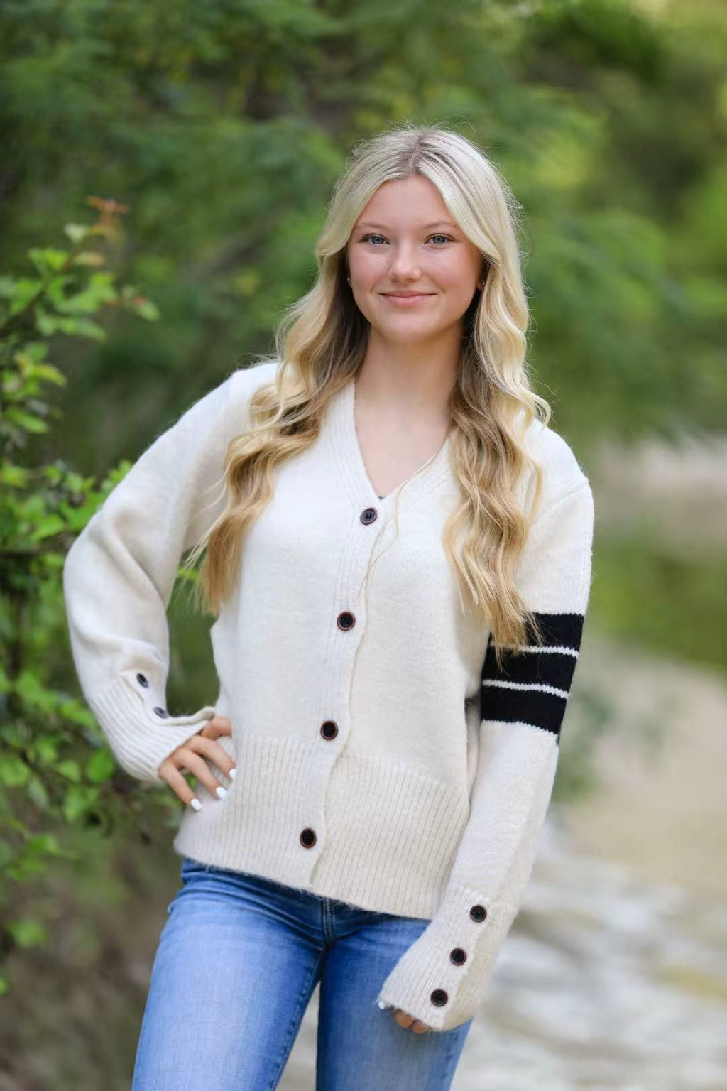 Knit button front cardigan