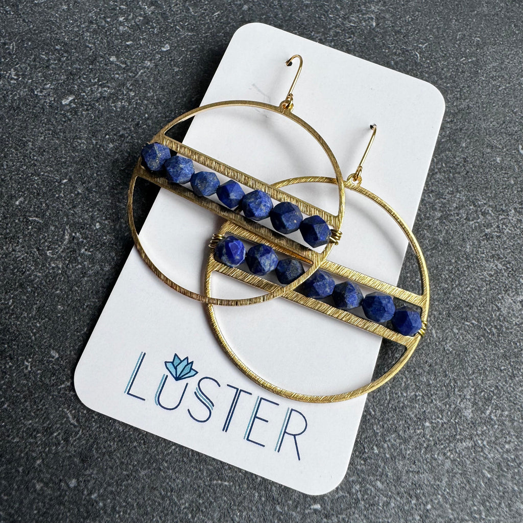 Stone and Brass Hoops