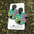 Floral Disc Drop Statement Earrings