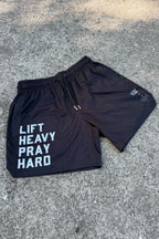 Men's Mesh Lifestyle Shorts | 5.5"- Lift Heavy Pray Hard Black