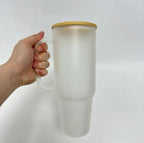 32oz or 40oz Just Another Chapter custom Sublimation Printed Clear or Frost Glass Tumbler, Mug, Cup with Handle