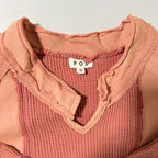 POL Women's Lisette Notched Neck Contrast Knit Top