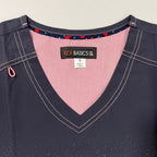 Koi Basics Women's Cali Scrub Top Charcoal Heather Soft Pink Ombre