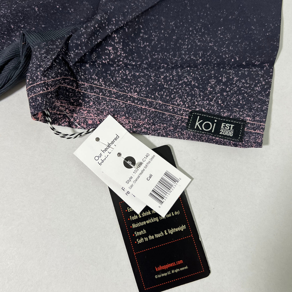 Koi Basics Women's Cali Scrub Top Charcoal Heather Soft Pink Ombre