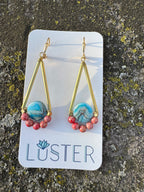 Gold Brass + Stone Lightweight Statement Unique Earrings