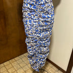Mable Blue Floral Puff Sleeve Midi Dress Size M