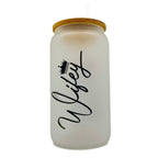 16oz Wifey, Wife, Mothers Day, Valentines Day custom Sublimation Printed Clear or Frost Glass Tumbler, Mug, Jar Cup