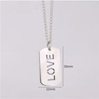 LOVE Silver Stainless Steel Fashion DIY Dog Tag Blank Sublimation Designer Necklace